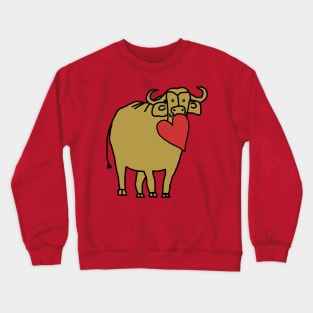 Gold Ox With Red Heart Valentine on Valentines Day Crewneck Sweatshirt